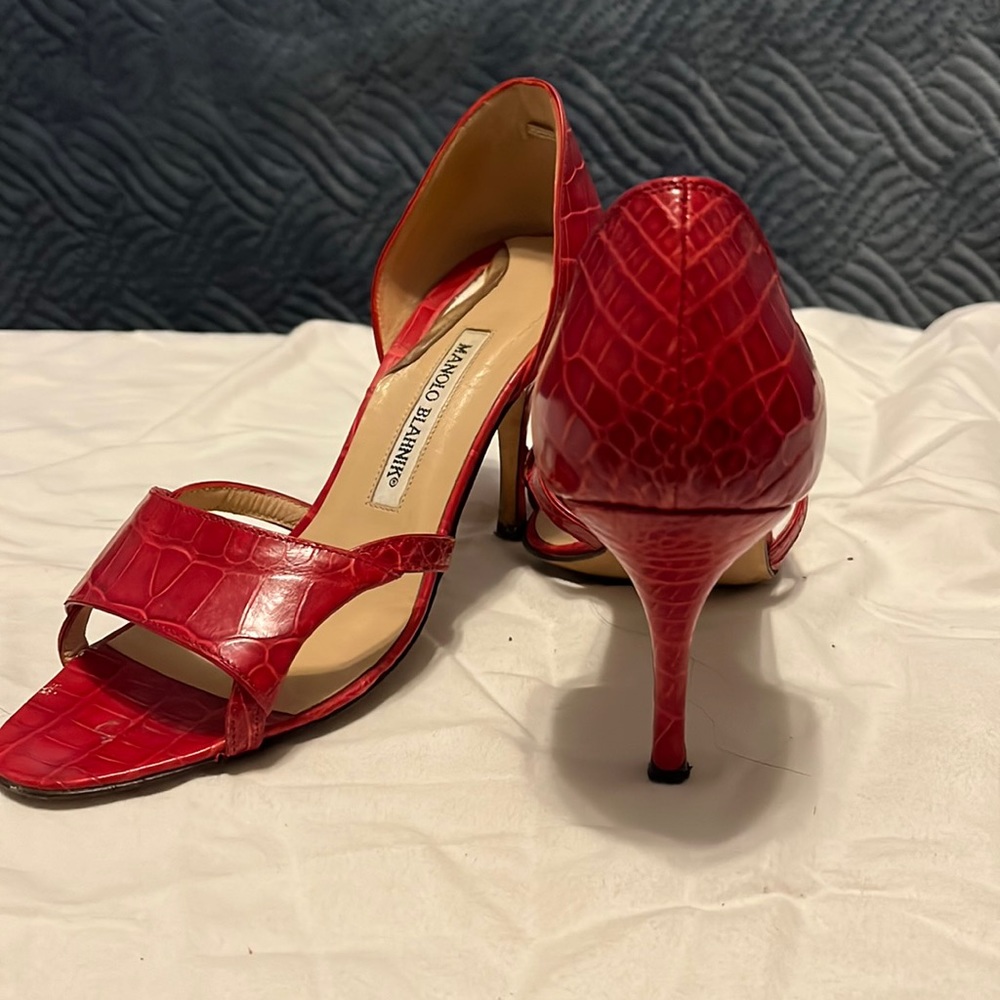 Red Manolo Blahnik sandals